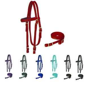 Majestic Ally Nylon Padded Browband Headstall with Reins for Horses - Picture 1 of 16