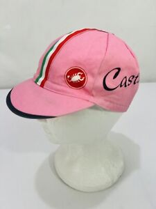 Castelli Retro Hat Cap Cycling Stripe Italy Italia Pink Logo