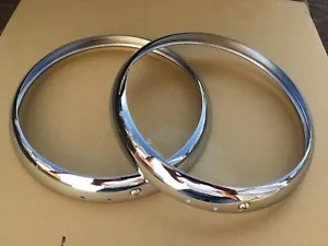 JAGUAR MK1 MK2 2.4, 3.4, 3.8 NEW CHROME HEADLAMP RIMS CHROME PLATED X 2 - Picture 1 of 3