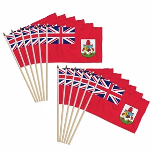 12pc Pack of Bermuda 12x18in Bermudas Handheld Country Stick Flags - Picture 1 of 2