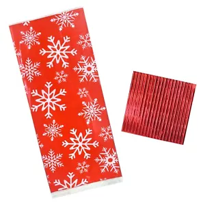 40 (2 packs /20) winter xmas treat bags 4" x 9.5" snowflake themed party favors - Picture 1 of 1