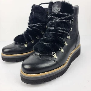 Cole Haan ZeroGrand Lodge Women's Black Leather Fur Trim Boots Size 6.5 B - Picture 1 of 13