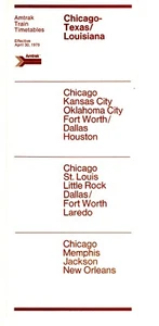 AMTRAK - CHICAGO TO TEXAS & LOUISIANA PUBLIC TIMETABLE - 4/30/1978 - Picture 1 of 1
