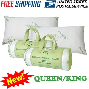 Bamboo Shredded Memory Foam Bed Pillow with Hypoallergenic Cover Queen or King - Picture 1 of 13