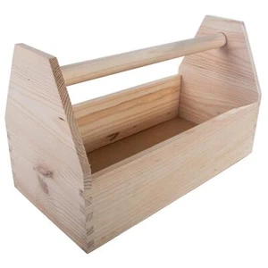 Grande cassetta degli attrezzi in legno 41x20x25 cm organizzatore di stoccaggio garage solido pianura trucco fai da te - Foto 1 di 11