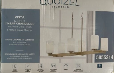 Lámpara de araña moderna/contemporánea Quoizel Vista de 6 luces dorada cepillada Foto 1 de 2