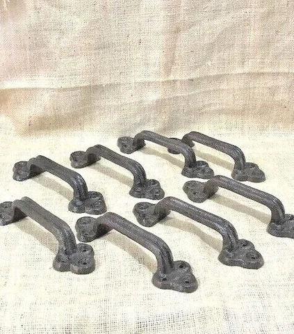 8 LARGE Handles Door Hardware Pull Gate Shed Drawer Barn Shed Rustic Cast Iron Cover