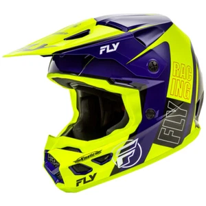 Fly 2025 Kinetic Rally Motocross MX Helm Erwachsene Gloss Hi-Viz / Blau / Schwarz - Bild 1 von 3