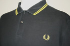 Fred Perry Twin Tipped M3600 Polo Shirt - XXL - Black/Bright Yellow - Iconic Top