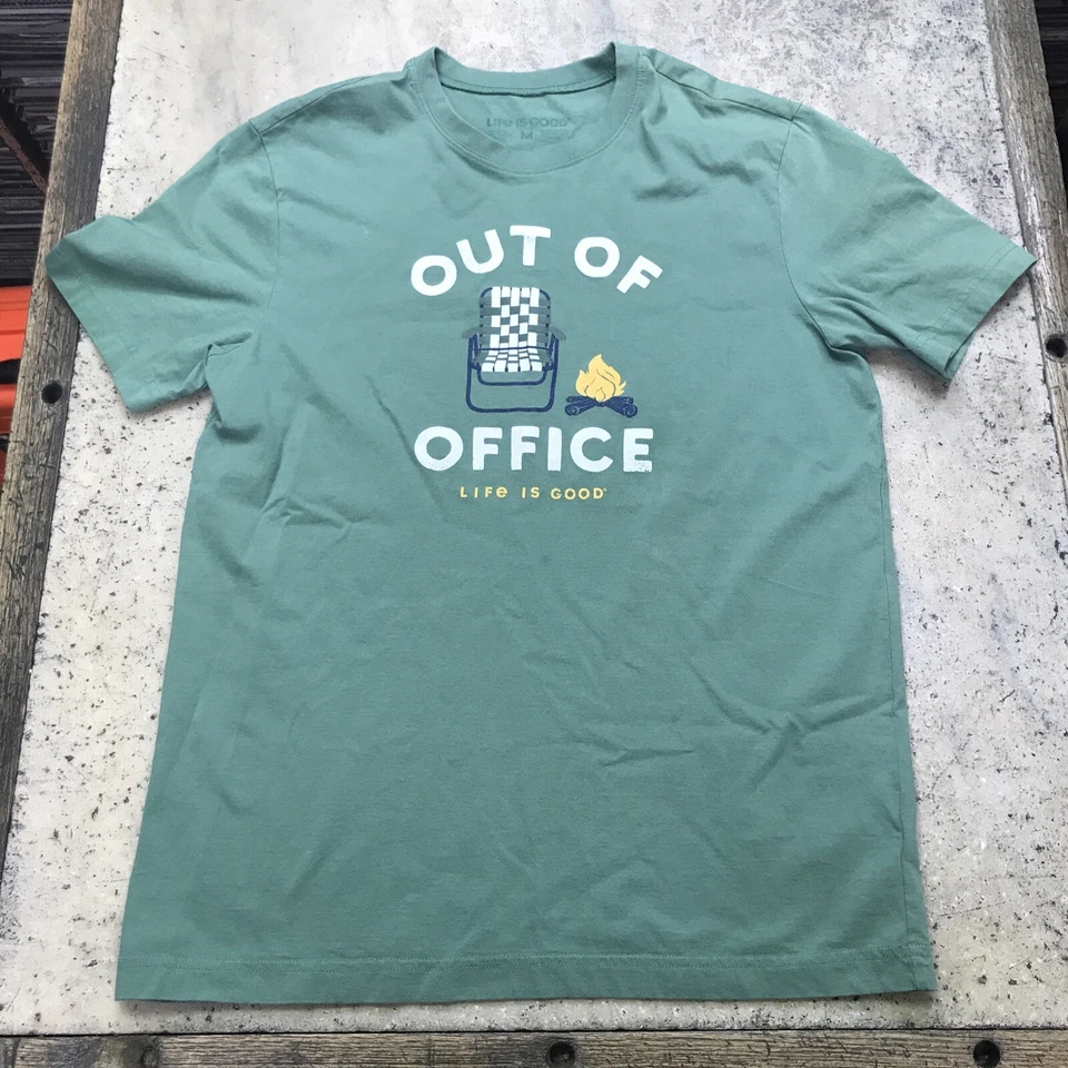 Life is Good Womens Medium Green Out of Office Short Sleeve Cool Tee Round Neck - Image 1 of 4