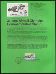 US. SP474. C97. 31c. High Jumper, Olympics. Souvenir Pages. 1979 - Picture 1 of 1