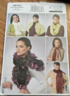 NEW Vogue Accessories Pattern V 8702 Misses' Shrug*Scarf/Scarves with Variations - Image 1 of 2
