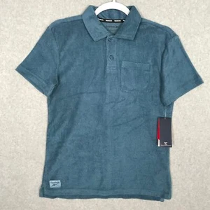 Reebok Polo Shirt Boy Large 14 16 Blue Terry Cloth Short Sleeve Youth Golf Beach - Picture 1 of 10