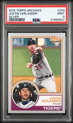 2015 Topps Archives Baseball Justin Verlander Silver Card #229 PSA Mint 9 - Image 1 of 2