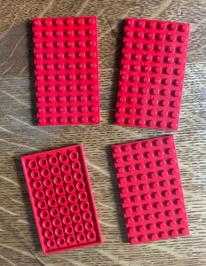 LEGO 6x10 RED PLATE (4 pieces) #3033 Dots Building Blocks Parts - Picture 1 of 2