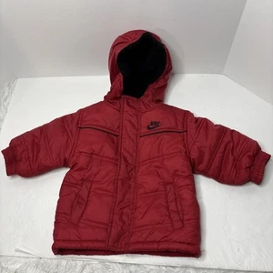 Toddler Boys Red Nike Puffer Winter Snow Jacket Coat Size 12 Months  - Picture 1 of 8
