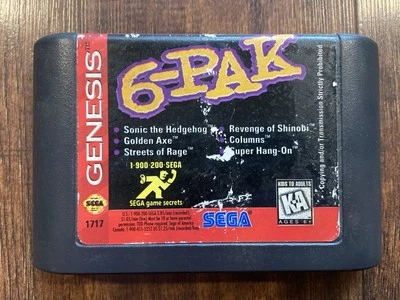 Genesis 6-Pak (Sega Genesis, 1995) Authentic Cartridge Only - Tested & Cleaned - Image 1 of 2