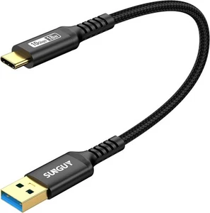 SUNGUY 10Gbps Android Auto USB Cable 1FT, 3A C 3.1 Gen2 Black - Afbeelding 1 van 8