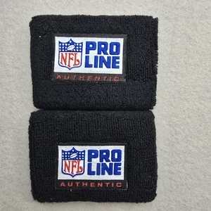 NFL Pro Line Authentic Wrist Band Set Vintage Retro Black Logo Spellout New - Picture 1 of 7
