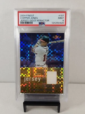 2004 Finest 107 Chipper Jones Jersey-Gold X-Fractor /139 PSA Mint 9 POP 2 Braves - Image 1 of 4