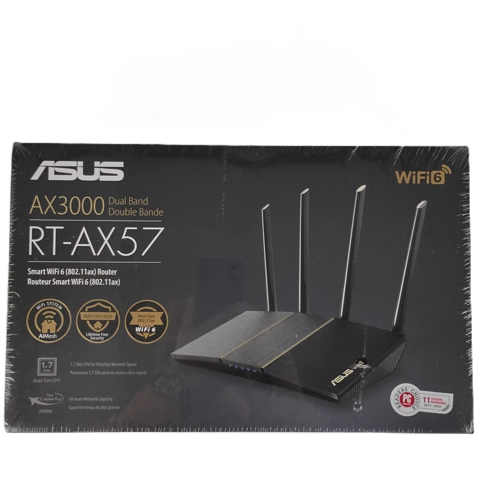 AX3000 WiFi 6 Dual Band Gigabit Wireless Internet Router - RT-AX57 - Image 1 of 4
