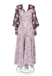 ALIX OF BOHEMIA Floral Harvet Moon Patchwork Balloon Sleeve Maxi Dress XS/S 034 - Picture 1 of 7