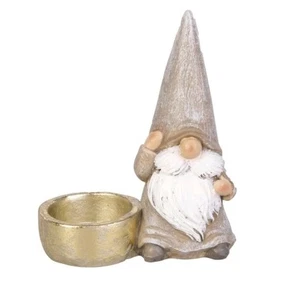 Wichtel Teelichthalter, Deko, Weihnachten, Gold, Zwerg,Tischdekoration,Kerze,Neu - Bild 1 von 5