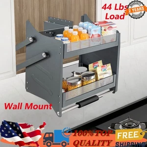 Pull Down Shelf Kitchen Wall Sliding Shelf Cabinet Storage Organizer 24''Cabinet - Picture 1 of 24