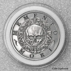 Momento Mori - 1oz .999 silver art round w/ custom antique finish - Picture 1 of 2