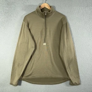 VTG Polartec Grid Fleece Pullover XL Quarter Zip Military Therma USA Made Coyote - Picture 1 of 12