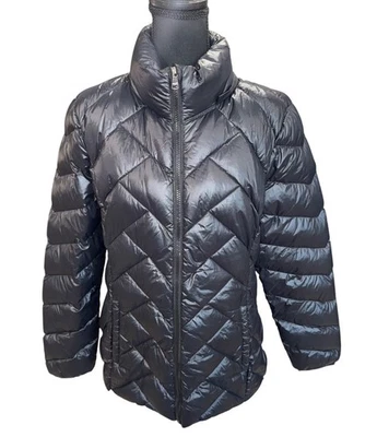 London Fog Black Light Weight Packable Down Puffer Jacket L Travel Outdoors - Image 1 of 4