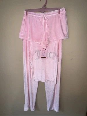 NWT Juicy Couture Sleepwear Pink Velour Pajamas Set Tank Shorts Pants XL - Image 1 of 4