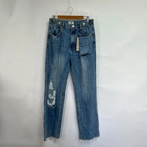 Free People Zgy Denim Hi & Loose Jeans. Blue.  W30 L33 - Picture 1 of 4