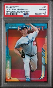 Clayton Kershaw #'d 01/15 - 2014 Topps Finest Magenta Refractor PSA 8 1st Print! - Picture 1 of 2
