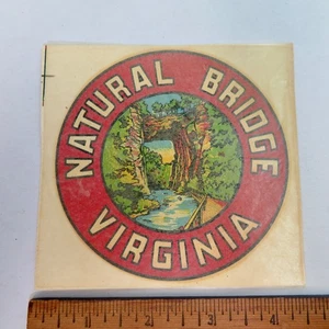 ORIGINAL 1940'S NATURAL BRIDGE VIRGINIA LUGGAGE LABEL - NEW GOLDFARB - Picture 1 of 3