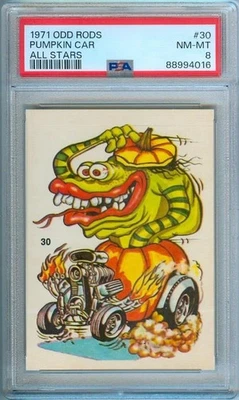 1971 Donruss Odd Rods All Stars PUMPKIN CAR Trading Card RARE #30 PSA 8 - Image 1 of 2