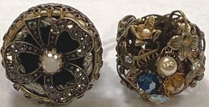 2 Vintage Ollipop USA Brass Finish Filigree Rings - Picture 1 of 9