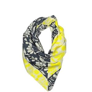 Anthropologie Maeve square silk scarf New NWT navy white and yellow 26" x 26"