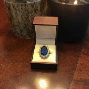 4.50 Ct Natural Sapphire & Diamond Valentine's Day Ring 14K Real White Gold SzAL - Picture 1 of 6