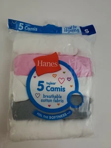 Hanes Girls Tagless Breathable Cotton Fabric Camis 5 Pack Size Multicolor Small - Picture 1 of 2