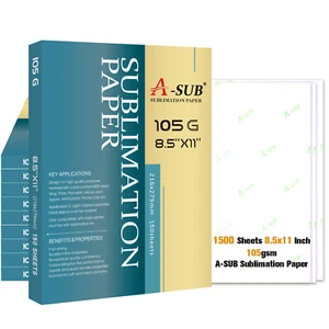 1500 Sheets A-SUB Sublimation Paper 8.5x11 105g Inkjet Heat Transfer Wholesale - Picture 1 of 10