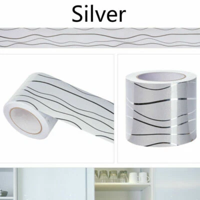 5M Self Adhesive Wall Skirting Border Wave Line Wallpaper Sticker Home Decor Art - Image 1 of 4