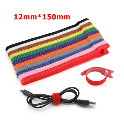 Reusable Ties Double Sided Hook & Loop Strapping Tape Cable Harness 12mm*150mm - Image 1 of 4