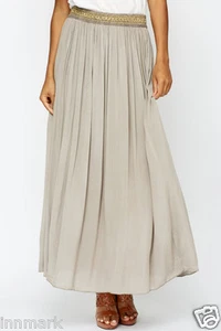 SUMMER MAXI FULL LENGTH KHAKI LINING KHAKI/GREY SKIRT ONE SIZE REGULAR (506) - Picture 1 of 1