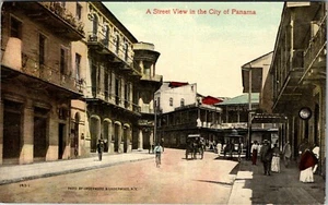 POSTAL DE PANAMA CIUDAD CENTROAMÉRICA ANTIGUA ESCENA CALLEJERA - Imagen 1 de 2