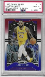 2019-20 Panini Prizm Red White & Blue Prizm LeBron James #129 PSA 10 GEM MT - Picture 1 of 2