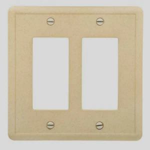 Wall Plate DOUBLE TOGGLE DOUBLE ROCKER beige DESERT SAND TRAVERTINE LIGHT COVER - Picture 1 of 5