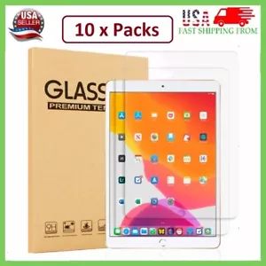 {10-Pack} HD Clear Tempered Glass Screen Protector For iPad 10.2 7th 8th 9th Gen - Picture 1 of 12
