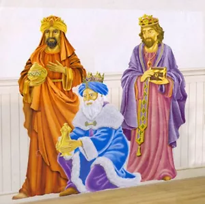 WISE MEN Scene Setter Christmas party wall BACKDROP holy manger nativity 3 Kings - Picture 1 of 1