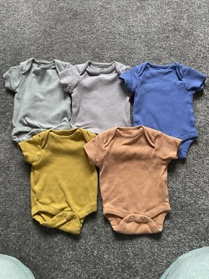 NEXT First Size Bodysuits/Vests 5 Pack NEW girls boys unisex baby clothes - Image 1 of 3
